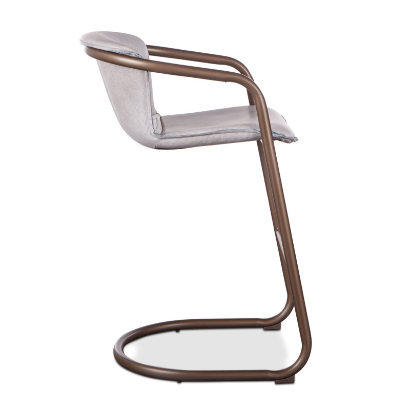 Chiavari Upholstered with Metal Frame, Vintage White Leather/ Oil Rubbed Bronze Frame, Bar Stool (29" Seat Height)