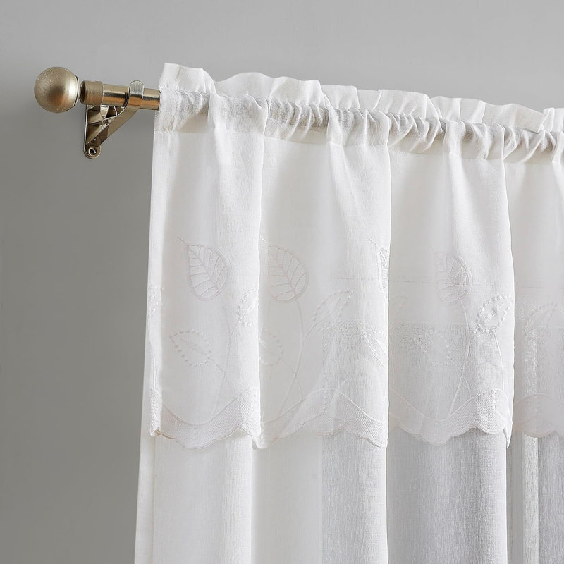 Hemlata Polyester Blend Semi Sheer Curtain Pair, White, 54" W x 84" L