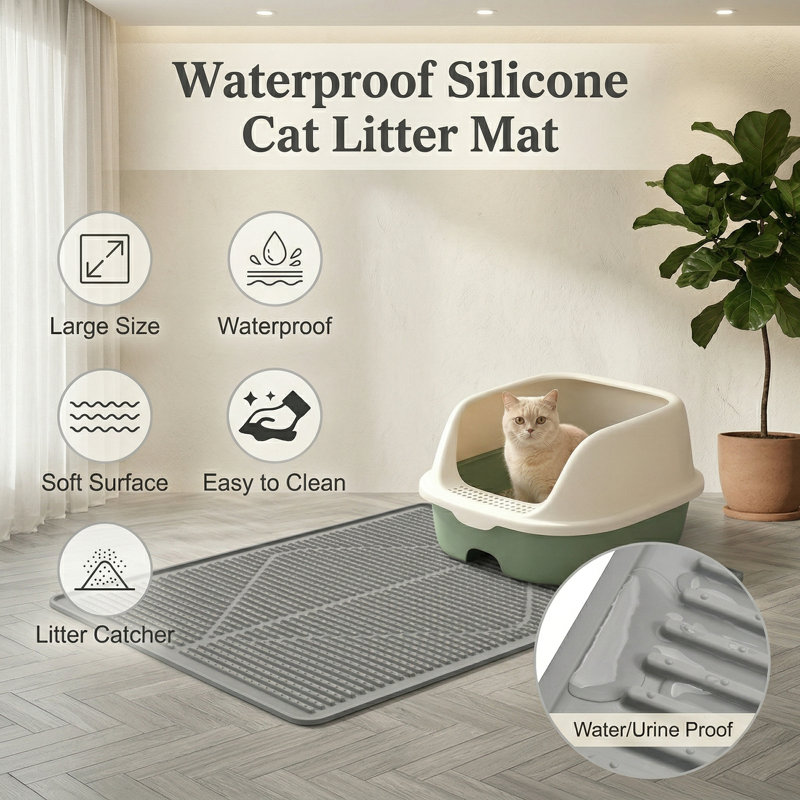 Tapis de litière XXL imperméable pour chat