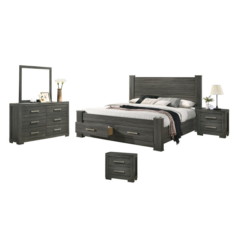 Ensemble de chambre avec lit plateforme 5 pièces Nazaret, Grand