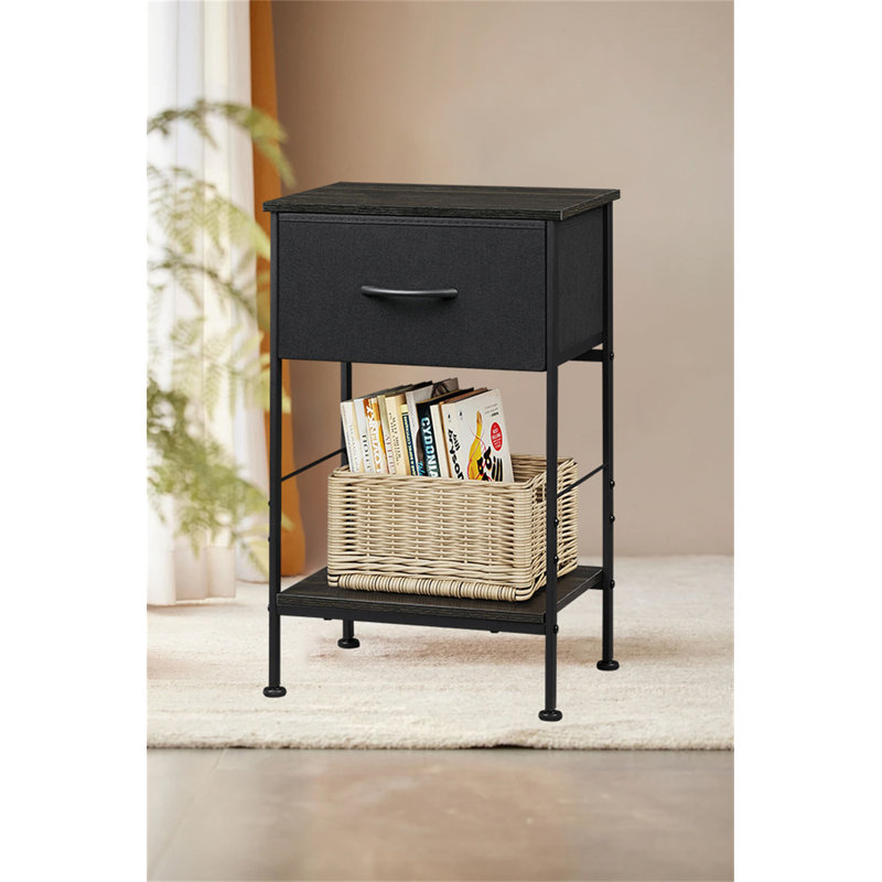 Table de chevet en tissu - Élégante et multifonctionnelle, Noir