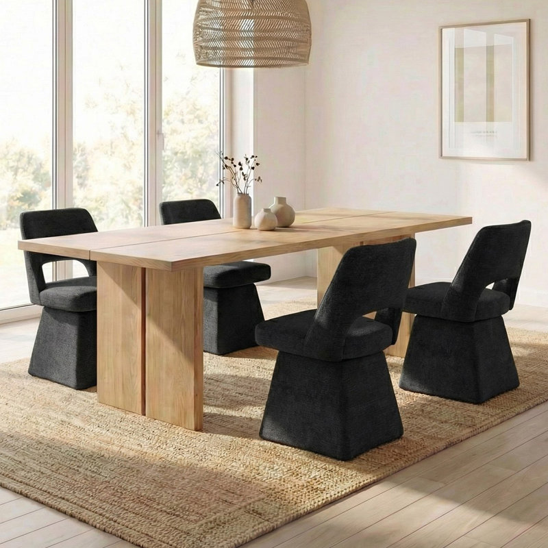 Upholstered Swivel Dining Chair, Black