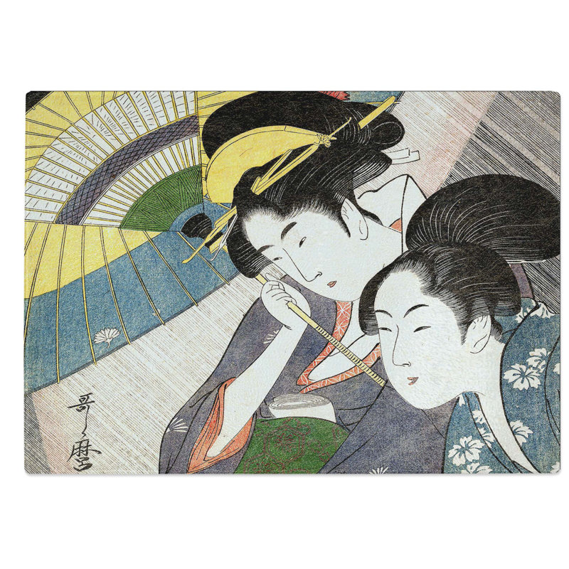 Glass Geisha On A Rainy Night by Kitagawa Utamaro Chopping Board, 28.5 cm W x 20 cm L