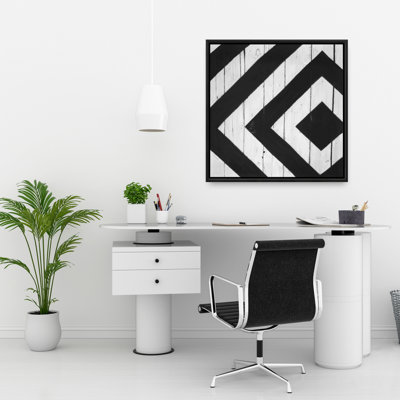 Minimalist Rhombus on Wood | White Framed Canvas Decor