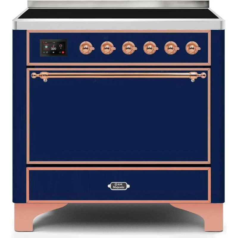 Majestic Ii 36 Inch Freestanding Induction Range, Midnight Blue/Copper