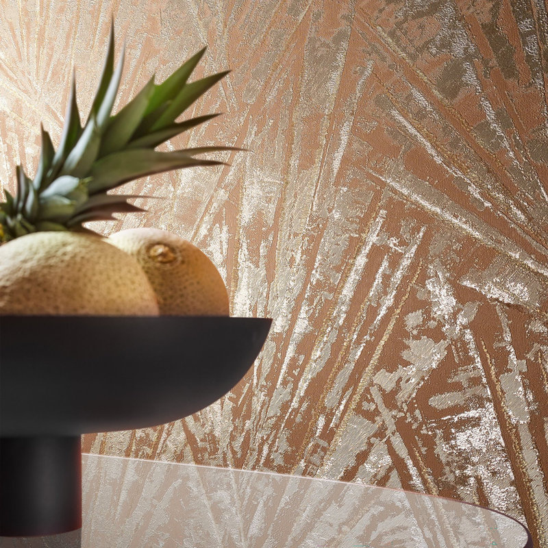 Evelina 10.05m x 70cm Textured Wallpaper Roll, Orange