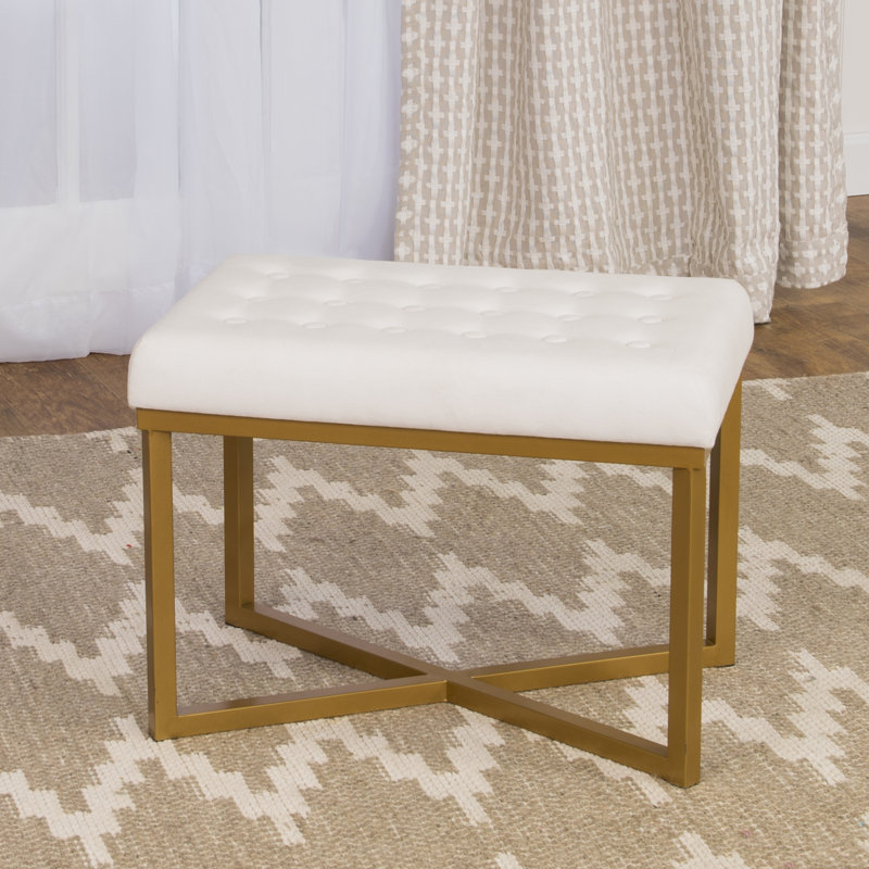 Mikey 24'' Wide Velvet Tufted Rectangle Standard Ottoman, White