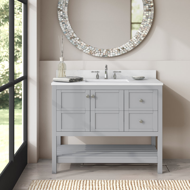 Krish 42'' Single Bathroom Vanity with Top, Gray
