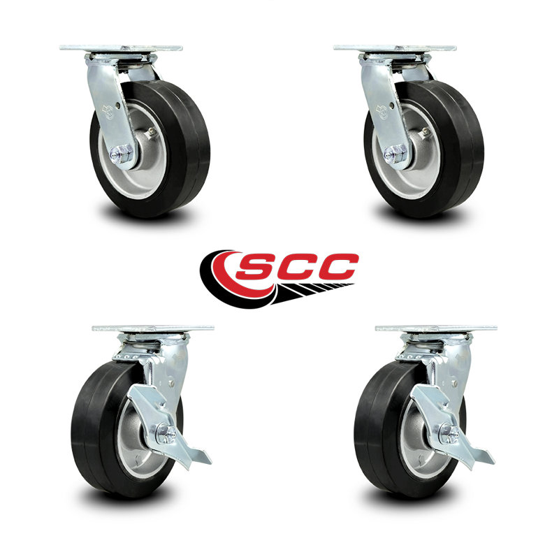 Ensemble de 4 roulettes en caoutchouc sur aluminium