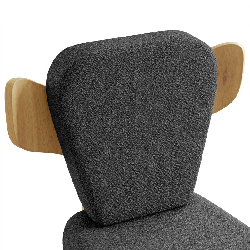 Brayden Upholstered Dining Side Chair with Wooden Legs (Set of 2), Black, Natural Wood