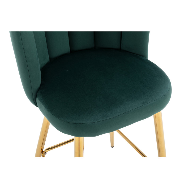 Tabouret en latex, Tissu vert / cadre doré