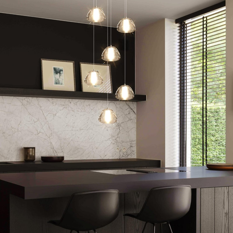 Luminaire suspendu moderne en cristal à 6 lumières DEL pour hall d'entrée, salle à manger, chambre à coucher et salon