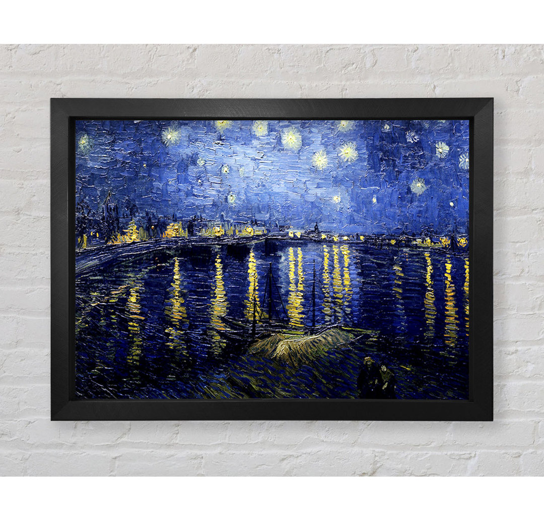 Gerahmtes Leinwandbild Starry Night Over The Rhone von Van Gogh in Blau