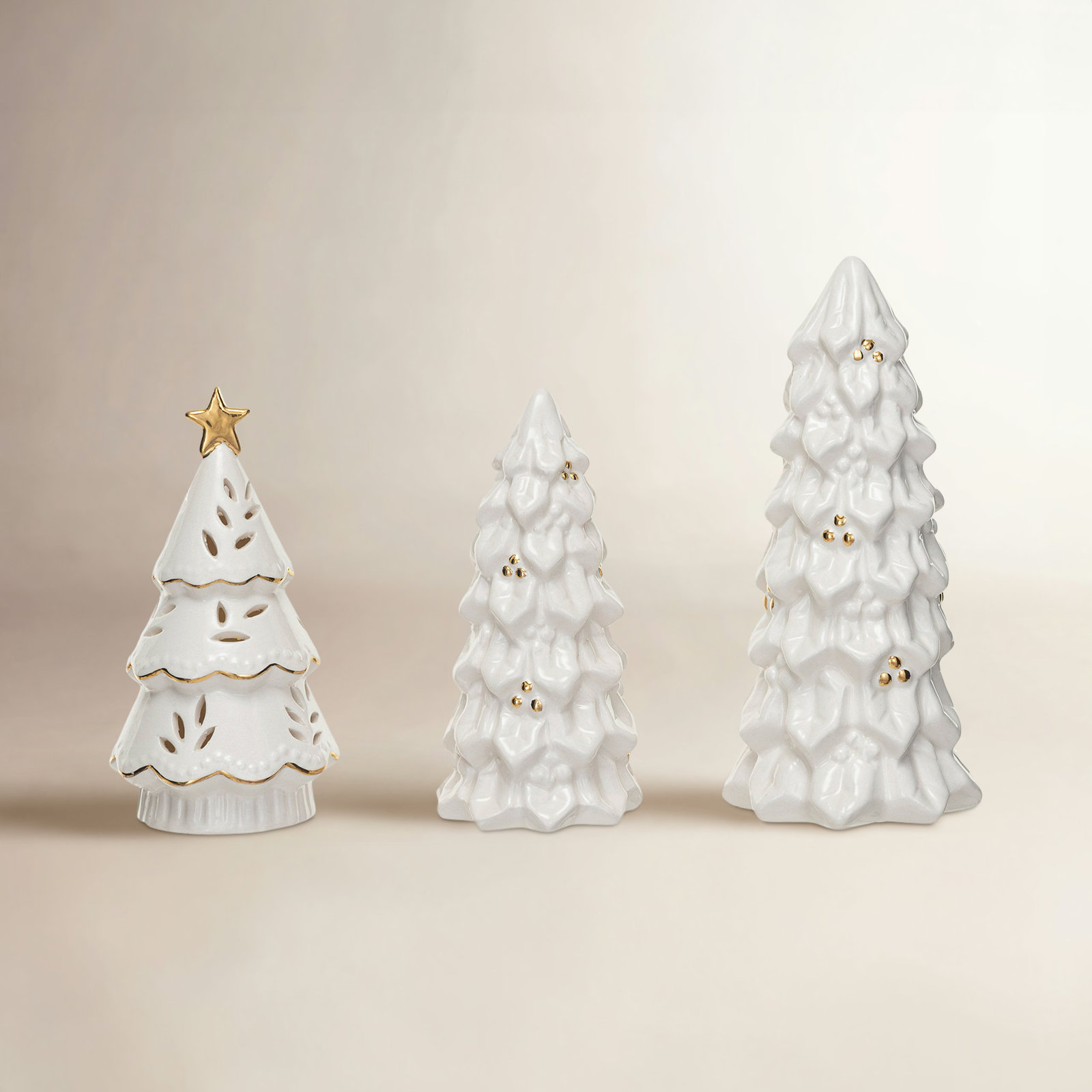 Lighted Stoneware Christmas Tree Set