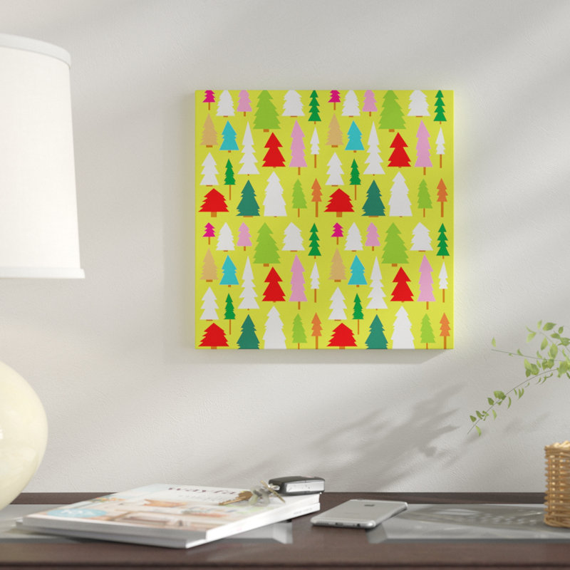 «Christmas Trees», impression sur toile, H 12 po x l 12 po x P 0,75 po, Pas de tapis, Toile tendue