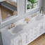 Meuble-lavabo autoportant en bois massif Gamella l 80 po x H 35 po avec comptoir en quartz blanc Carrera résistant aux taches et lavabo double, blanc-1536459233-1500794680