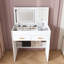 Bureau de meuble-lavabo rabattable avec miroir à DEL et prise de courant intégrée - coiffeuse de maquillage avec 2 tiroirs, rangement ouvert