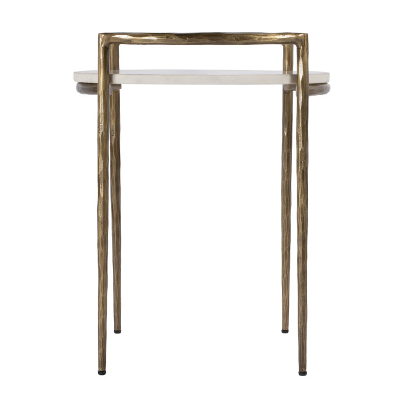 Madlyn 19 in. W Round Marble and Iron Side Table