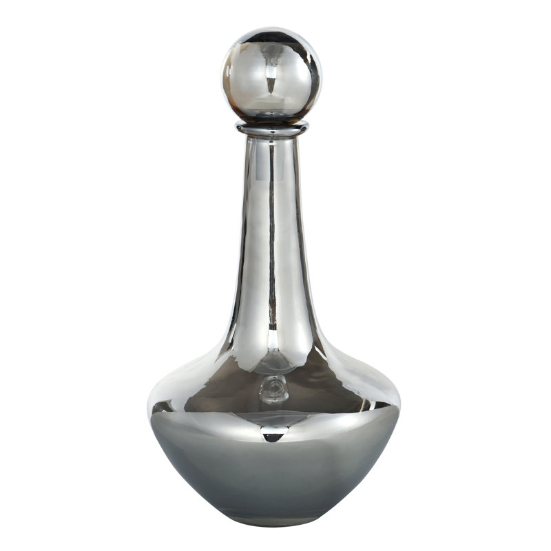Austin Allen James - Elisias Plated Glass Vase - 14"H - Smoke Gray, Smoke Gray
