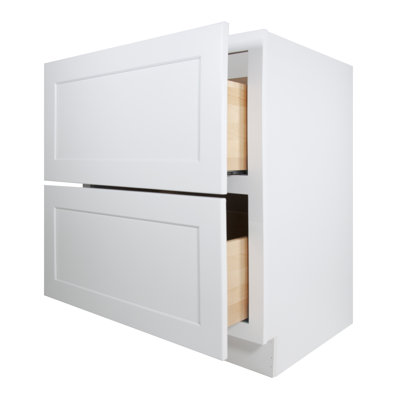 2-drawer BASE Cabinet 30-in W x 34-1/2-in H x 24-in D White Ready to assemble (RTA) Plywood Cabinet Recessed Panel Shaker