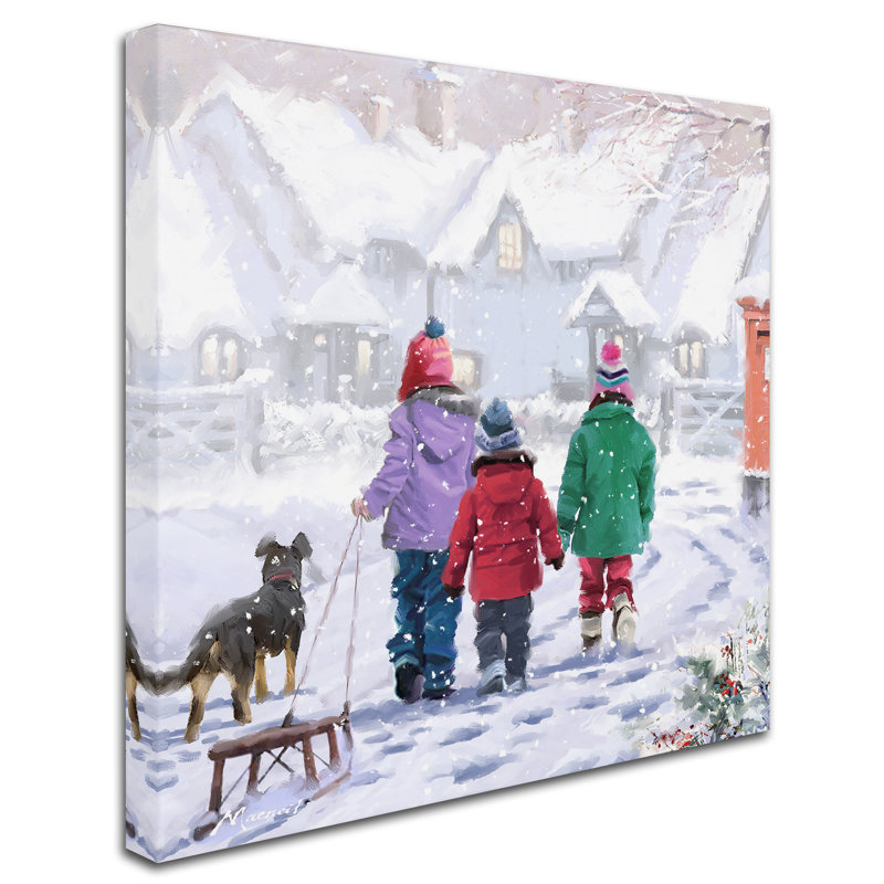 « children walk home », reproduction sur toile tendue, H 35 po x l 35 po x P 2 po