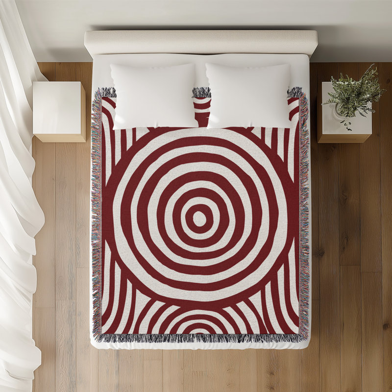 Jeté en coton Alaka, 50 po x 70 po - Double / Double, Bleu marine / rouge