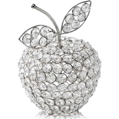 Silver Crystal Beaded Apple Sculpture
