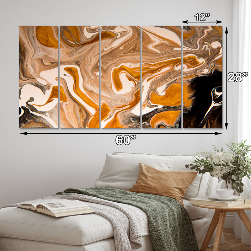 " Wave With Blotches " 5 - Pieces