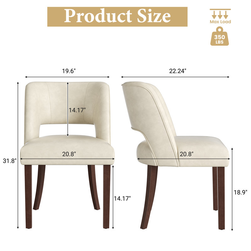 Chaise d'appoint rembourrée en bois massif, Beige