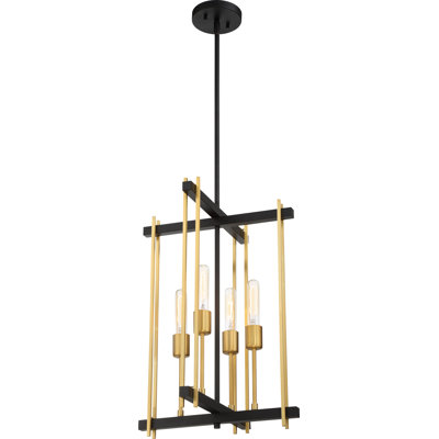 Lustre géométrique à 4 lumières de style bougie Tedesco