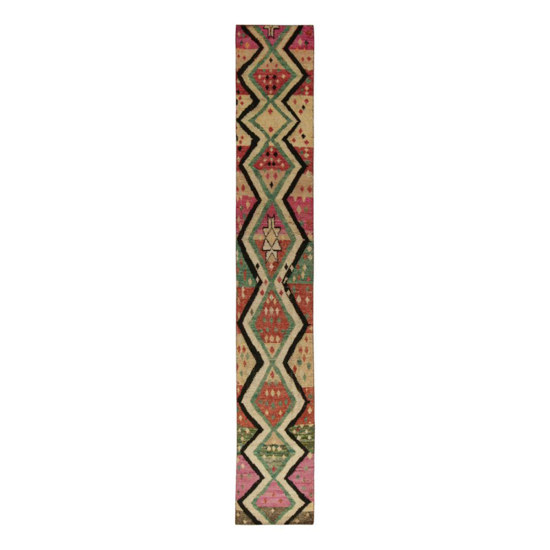 Rug & Kilim’S Moroccan Runner In Multicolor Tribal Geometric Pattern, Runner 3' x 14'
