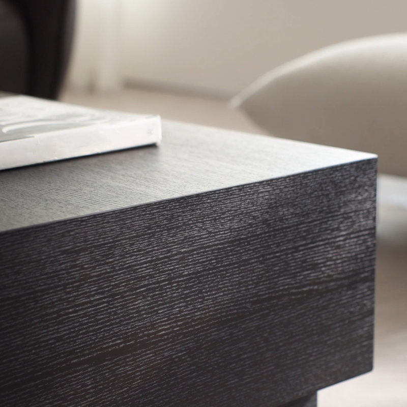 Cristyle 35.4'' Square Coffee Table Living Room Table Solid Wood Block Coffee Table Modern Coffee Table With 2 Storage Drawers