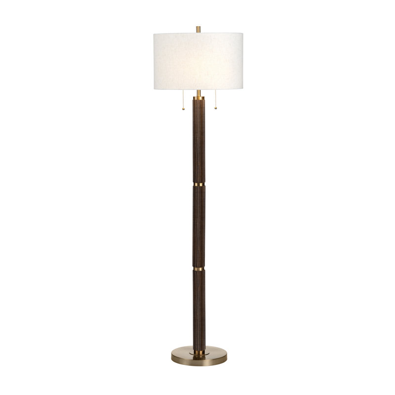 Lampe sur pied en bois 64,5 "avec abat-jour blanc
