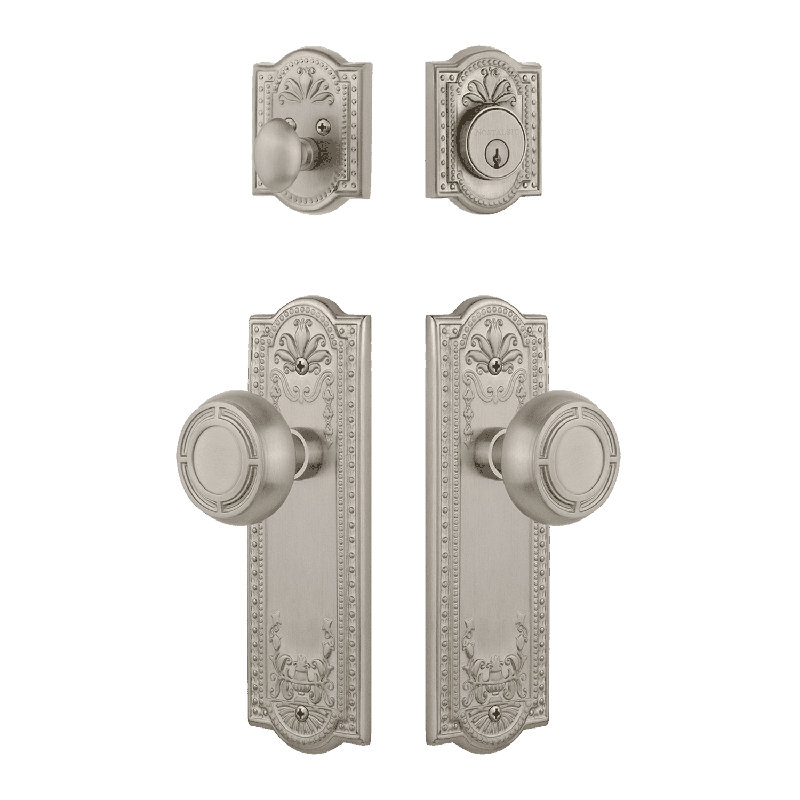 Nostalgic Warehouse Meadows Entry Set with Mission Knob, 2.375, Satin Nickel