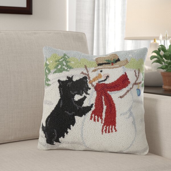 Luminous Red Felted Wool Plaid 23x23 Holiday Throw Pillow with