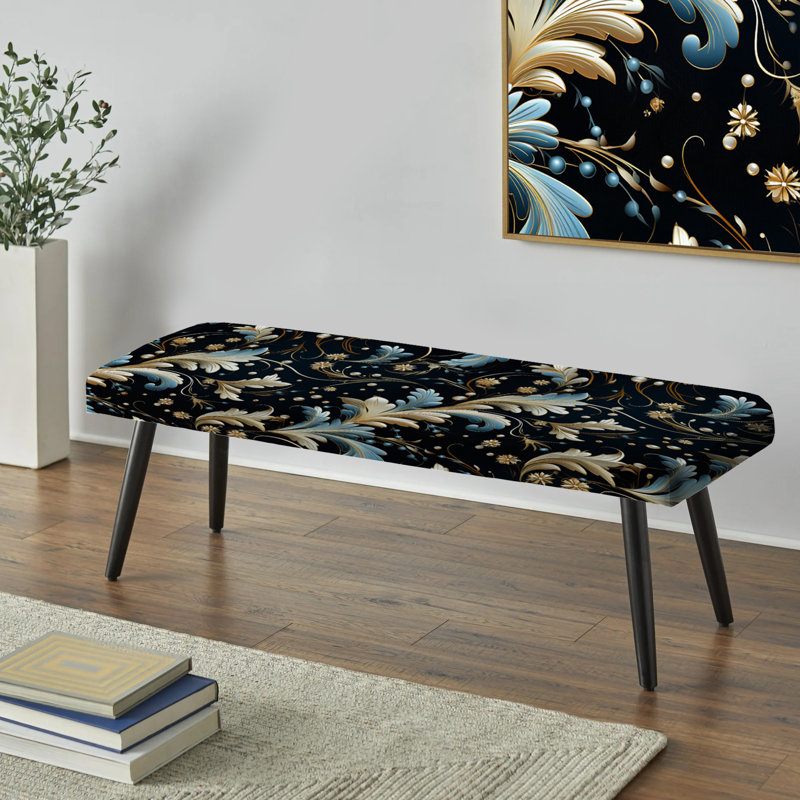 Banc de luxe rembourré de marbre bleu et doré