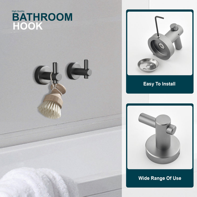 6 - Piece Bathroom Hardware Set, Gun Ash