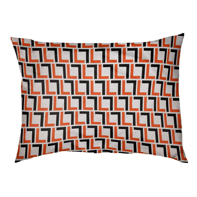 Coussin d'extérieur pour chien Tuileries, Blanc / Orange / Noir, Grand (l 40 po x P 30 po x H 5 po)