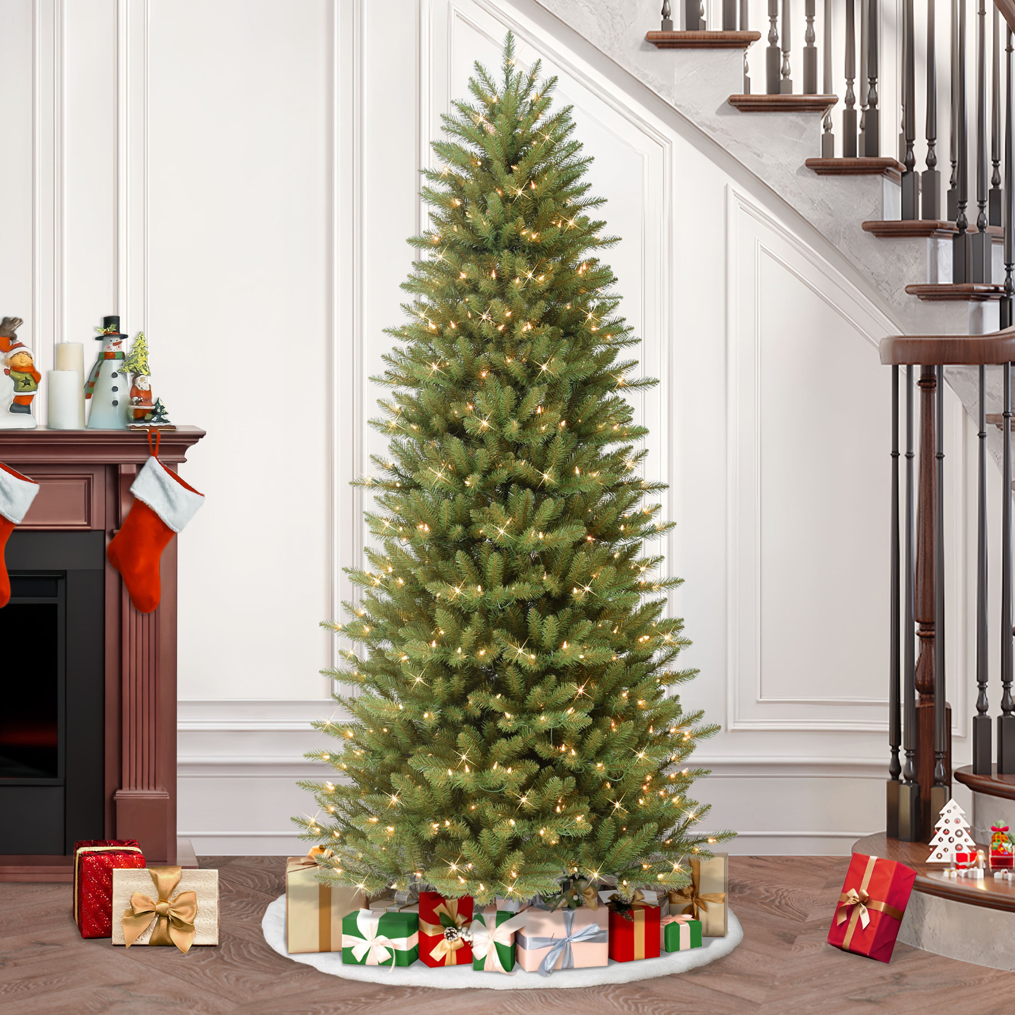 Slender Green Realistic Artificial Fir Christmas Tree, 6.5' H