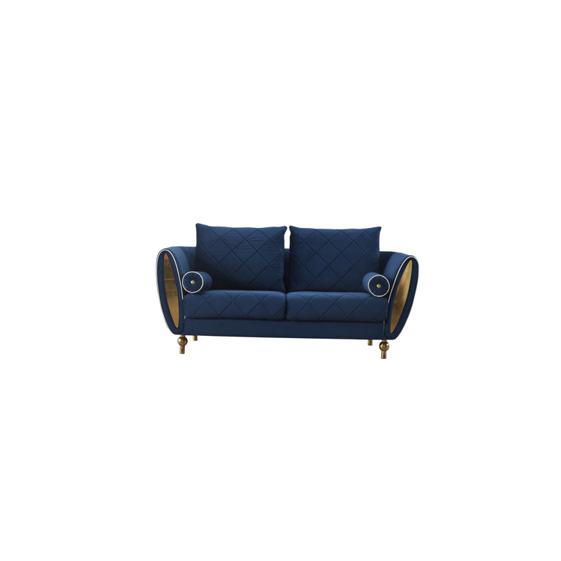Vaughan 75'' Velvet Loveseat, Blue