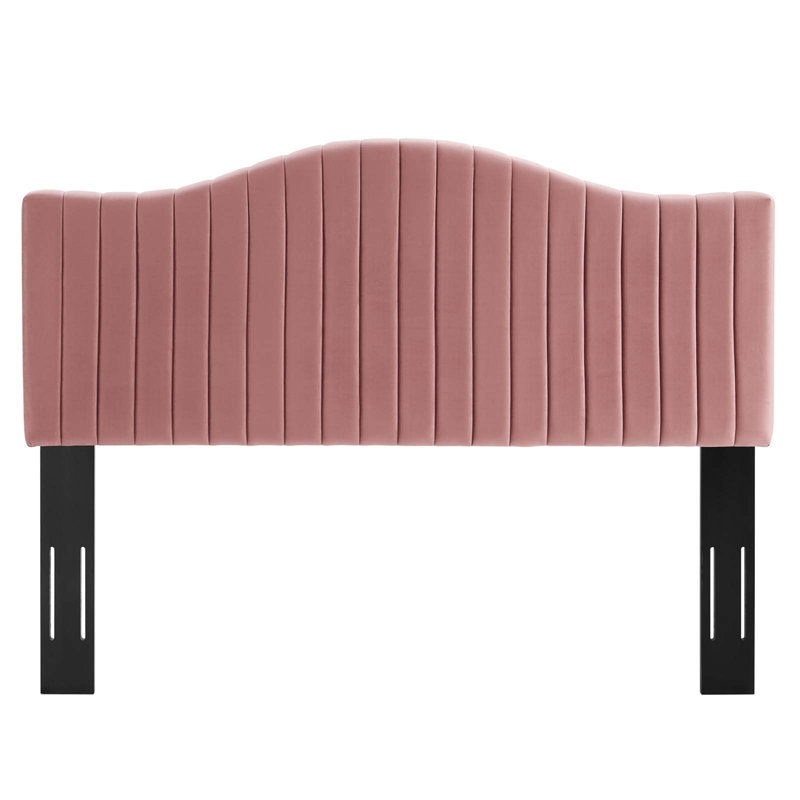 Brielle Channel Tufted Performance Velvet Headboard, King, Pink