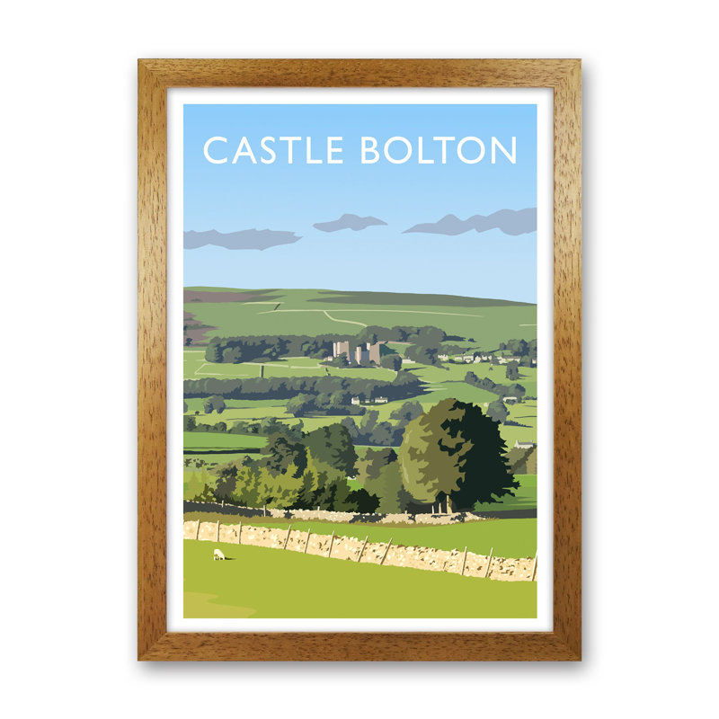 Castle Bolton Portrait by Richard O'Neill - Print, 63cm H x 46cm W x 3cm D, Brown Framed