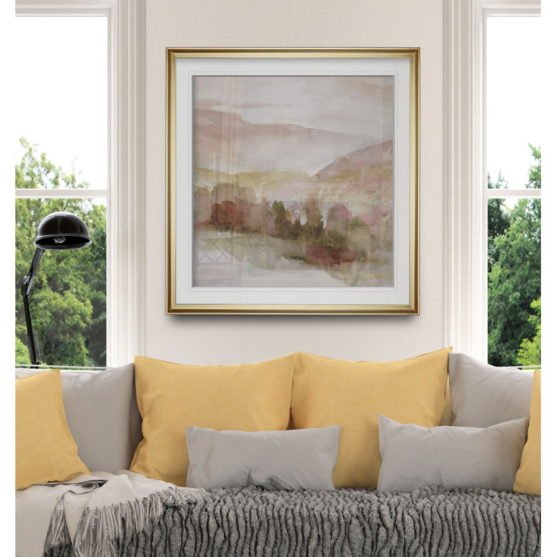 " Windscape II ", 17.5" H x 17.5" W x 1.5" D, Gold Framed
