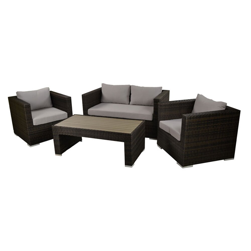 4-Sitzer Lounge-Set Lamartine aus Polyrattan mit Polster