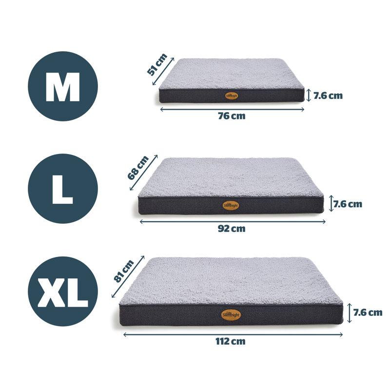Silentnight Firm Support Crate Mattress Pet Bed, Grey, 7.6cm H x 92cm W x 68cm D