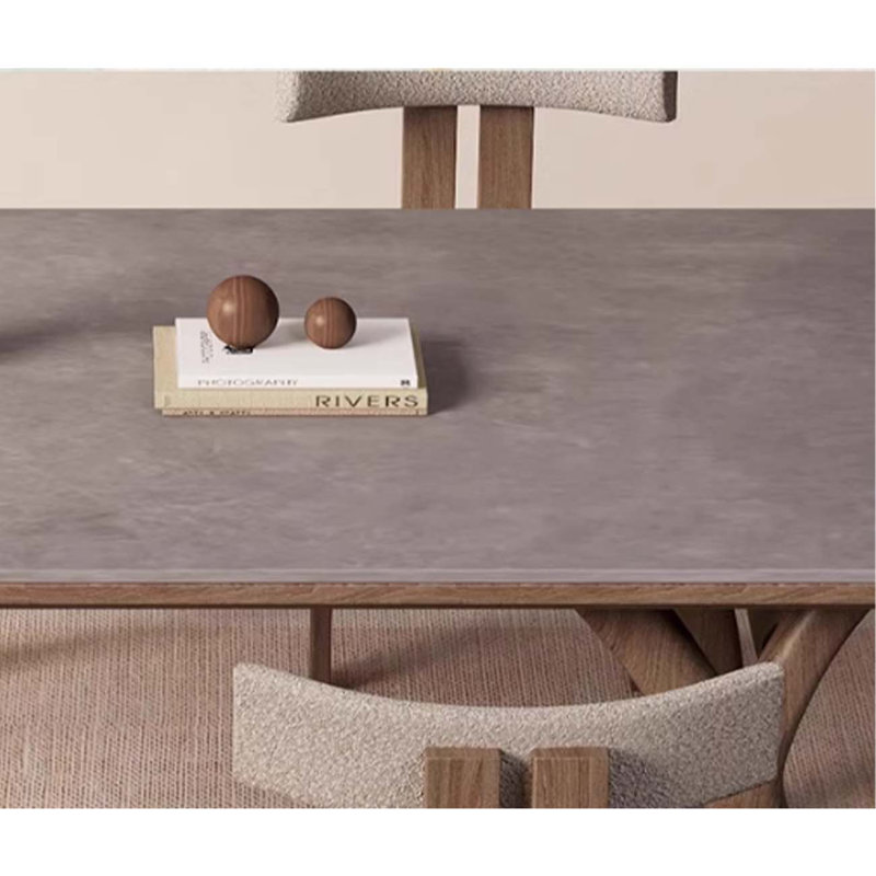 Solid wood dining table, grey tabletop