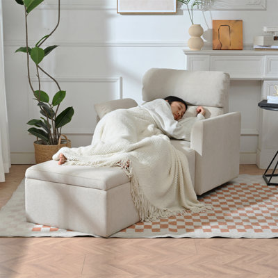 Fauteuil d'appoint rembourré avec repose-pieds avec rangement