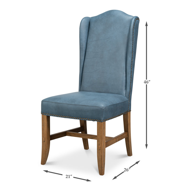 Leather Dining Chair, Light Blue