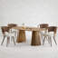 Table de salle à manger extensible en bois massif + chaises de salle à manger en osier brun foncé - ensemble de 4 chaises de style campagnard-1053766615