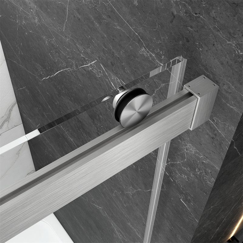 Tempered Glass Double Sliding Framless Shower Door, Brush Nickel, 72"